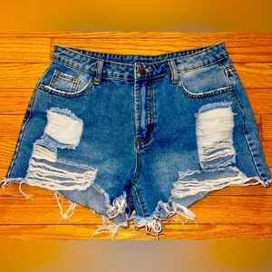 High-Waisted Distressed Jean Shorts